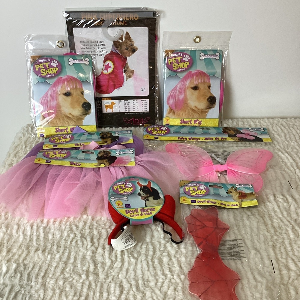 Pet Costume Lot by Rubie's Small/Medium Tutus Cape Devil Wings Wigs Dog Dress Up